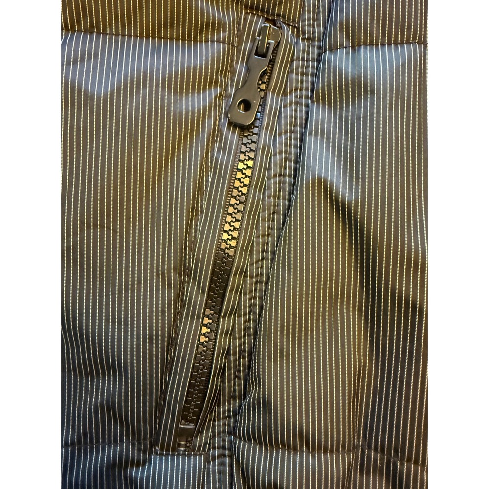 Unbranded Pinstripe Puffer Vest Mens Large Black Grey Excellent Quilted Zip Up - Picture 12 of 12